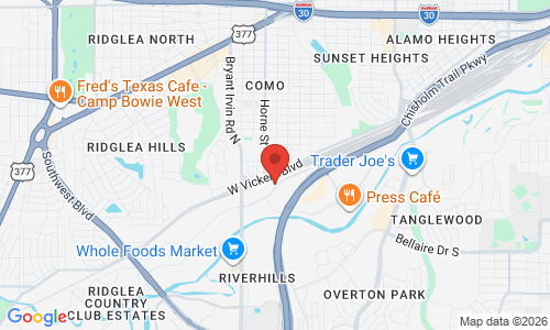 Google map image of our location in 5612 Edwards Ranch Rd  Fort Worth, TX